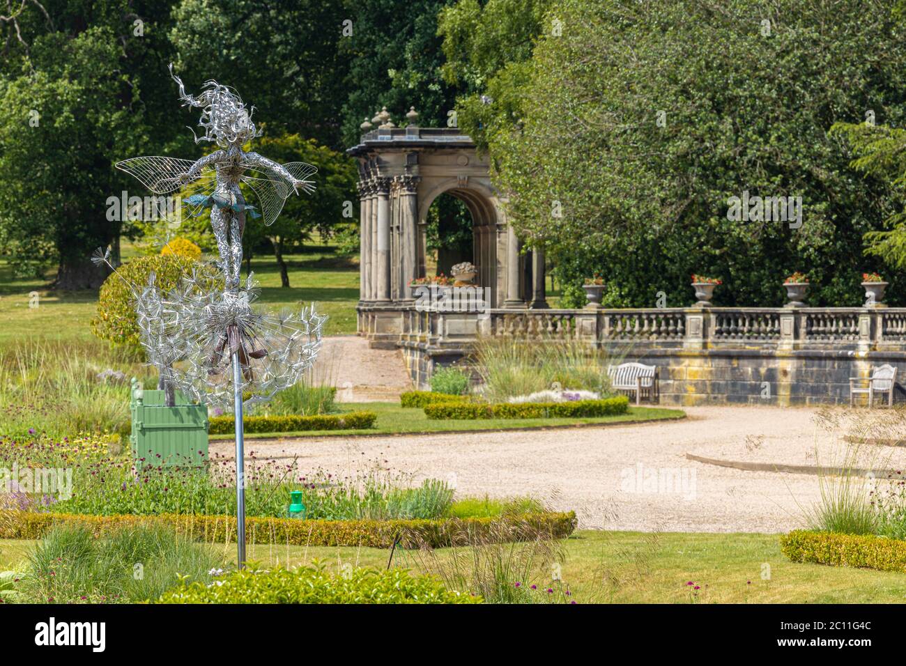 Images of wire sculpture fairies Trentham Gardens in Stoke-on-Trent Staffordshire, UK Stock Photo