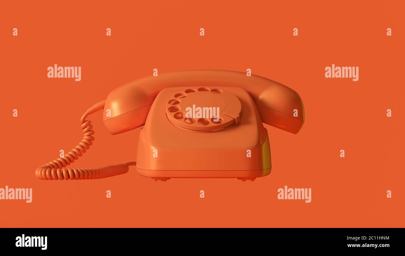 Orange Telephone 3d illustration 3d render Stock Photo