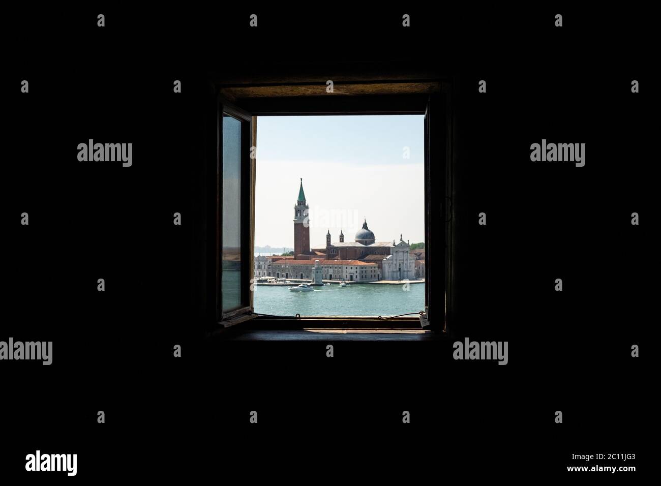 VENICE, ITALY - JUNE 13, 2020: A view from the Ducale Palace Museum the day of the reopening after more than 3 months of closure due to the lockdown for Covid-19 on June 13, 2020 in Venice, Italy. Stock Photo