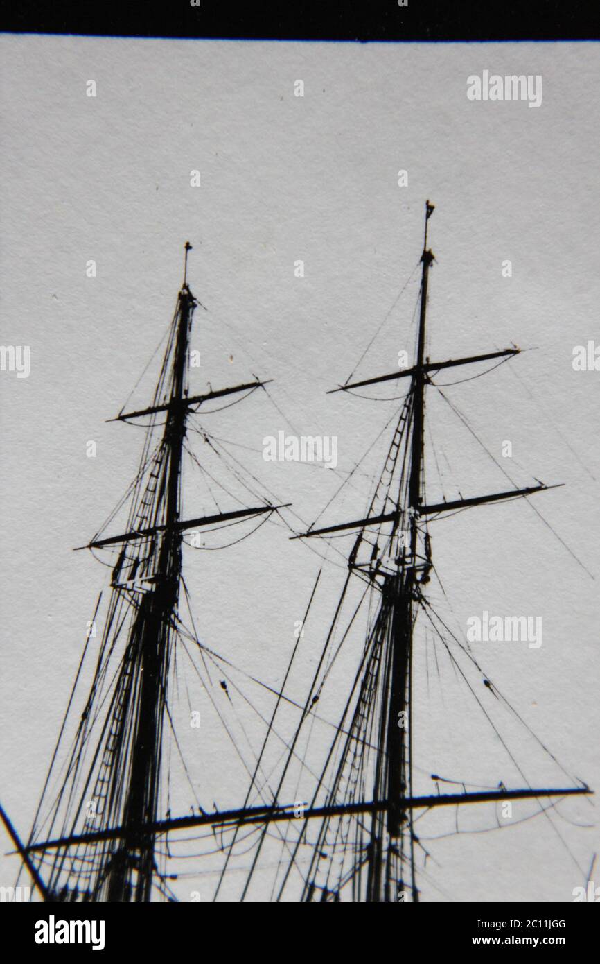 Fine 1970s vintage black and white photography of tall ships in a dream ...