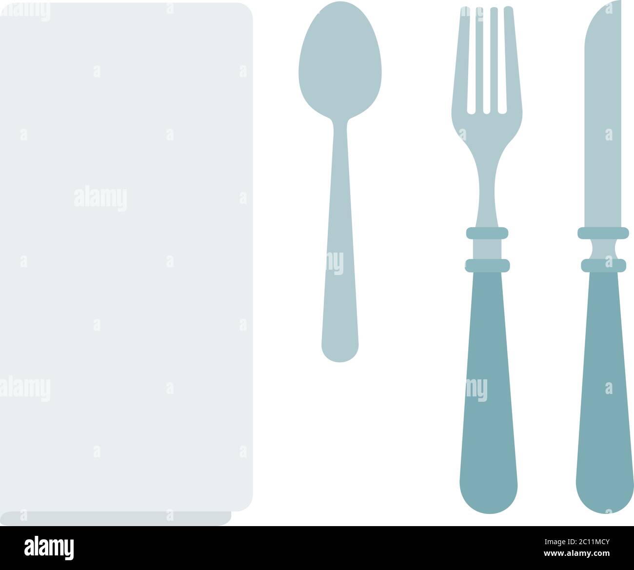 White dining napkin with cutlery vector icon flat isolated Stock Vector