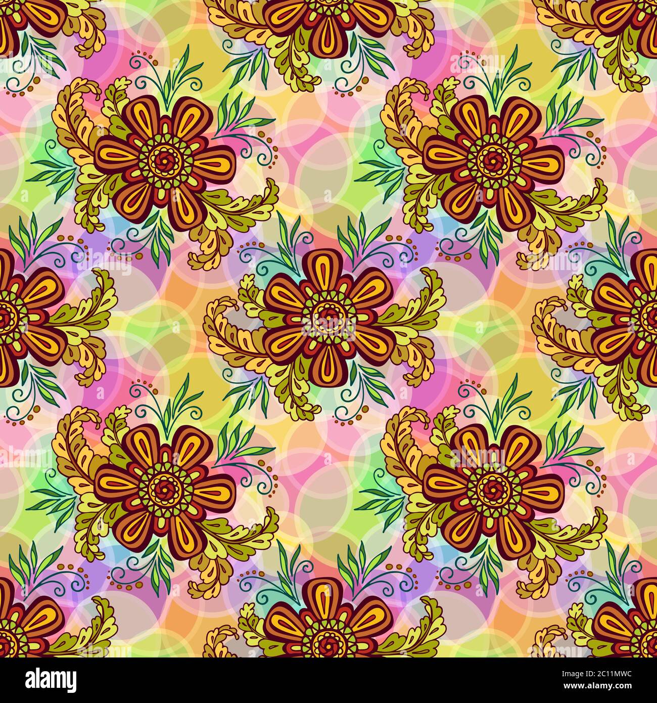 Seamless Tile Floral Pattern Stock Photo
