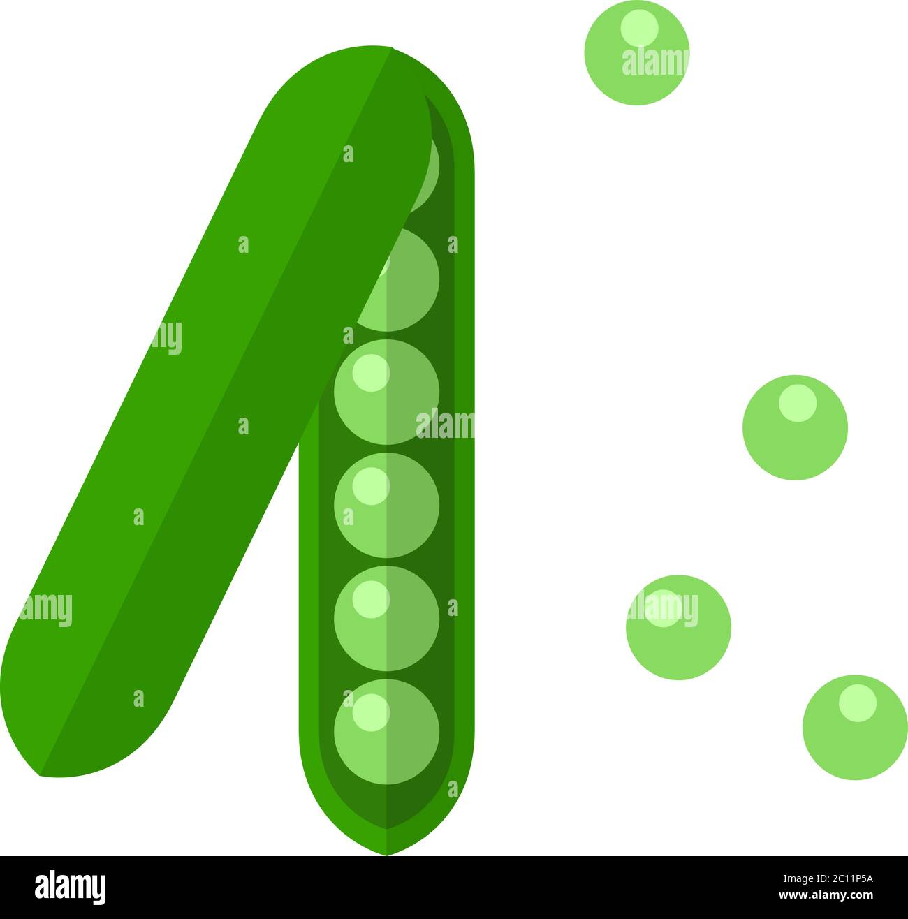 Pod of green pea vector icon flat isolated Stock Vector