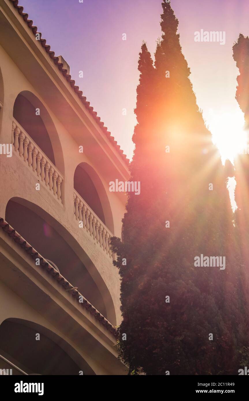 balconies of a spanish grand hotel in spanish andalusia Stock Photo - Alamy