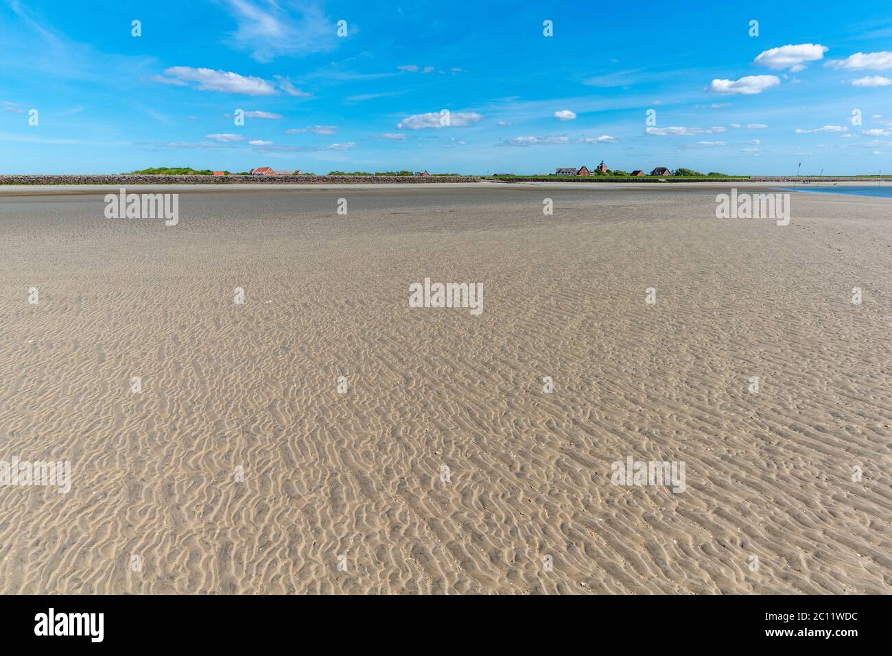 Shoreline and wadden sea, North Sea island of Neuwerk, Federal Stade of Hamburg, North Germany, Unesco World Heritage Stock Photo