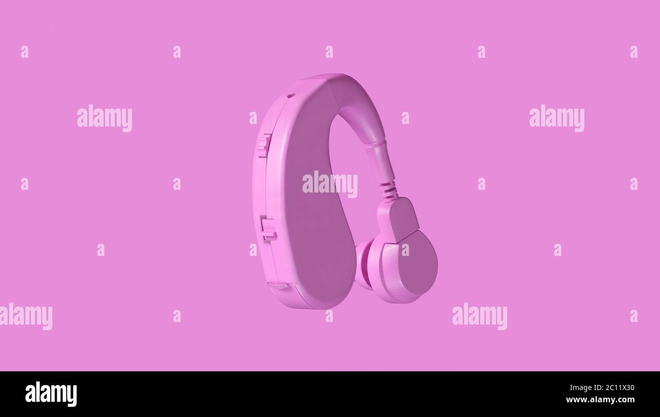 Pink Behind the Ear Hearing Aid 3d illustration 3d render Stock Photo