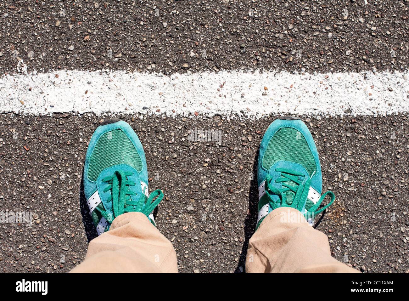Foot Stripes Feet on the road with a stripe Stock Photo - Alamy