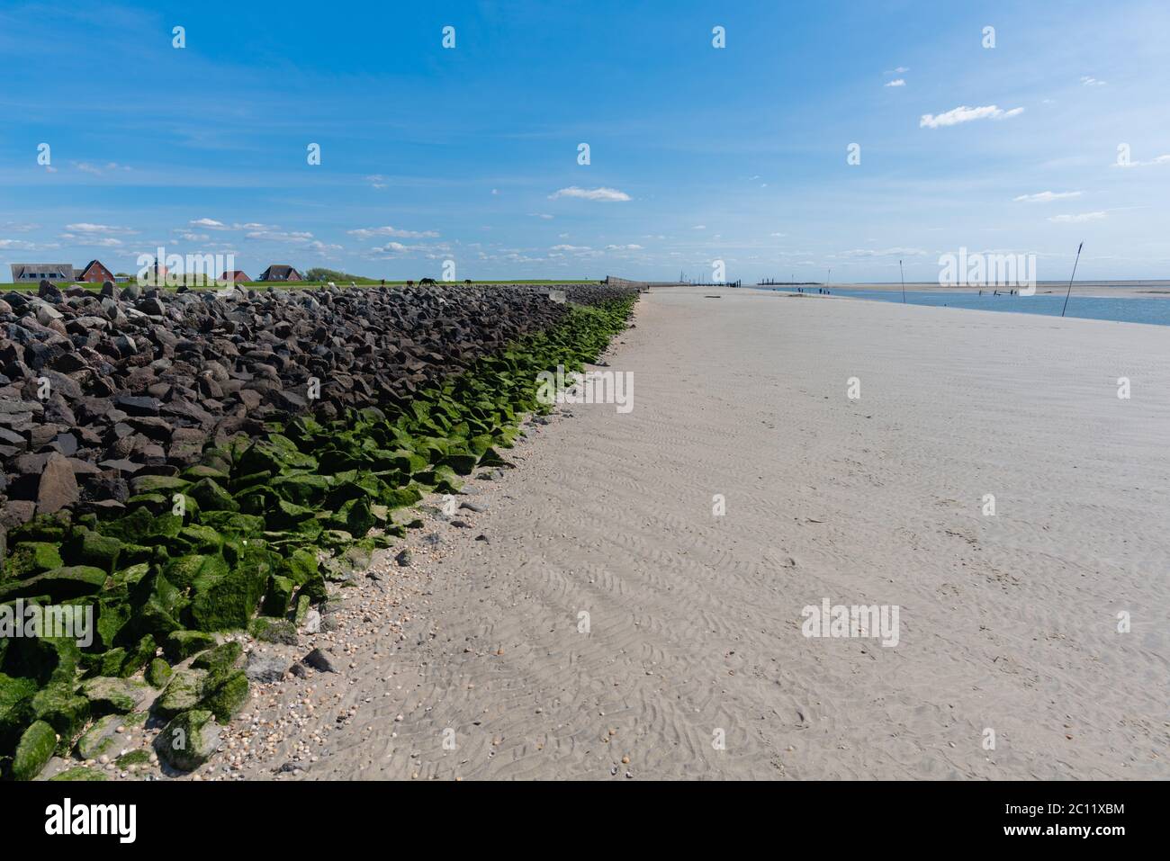 Shoreline and wadden sea, North Sea island of Neuwerk, Federal Stade of Hamburg, North Germany, Unesco World Heritage Stock Photo