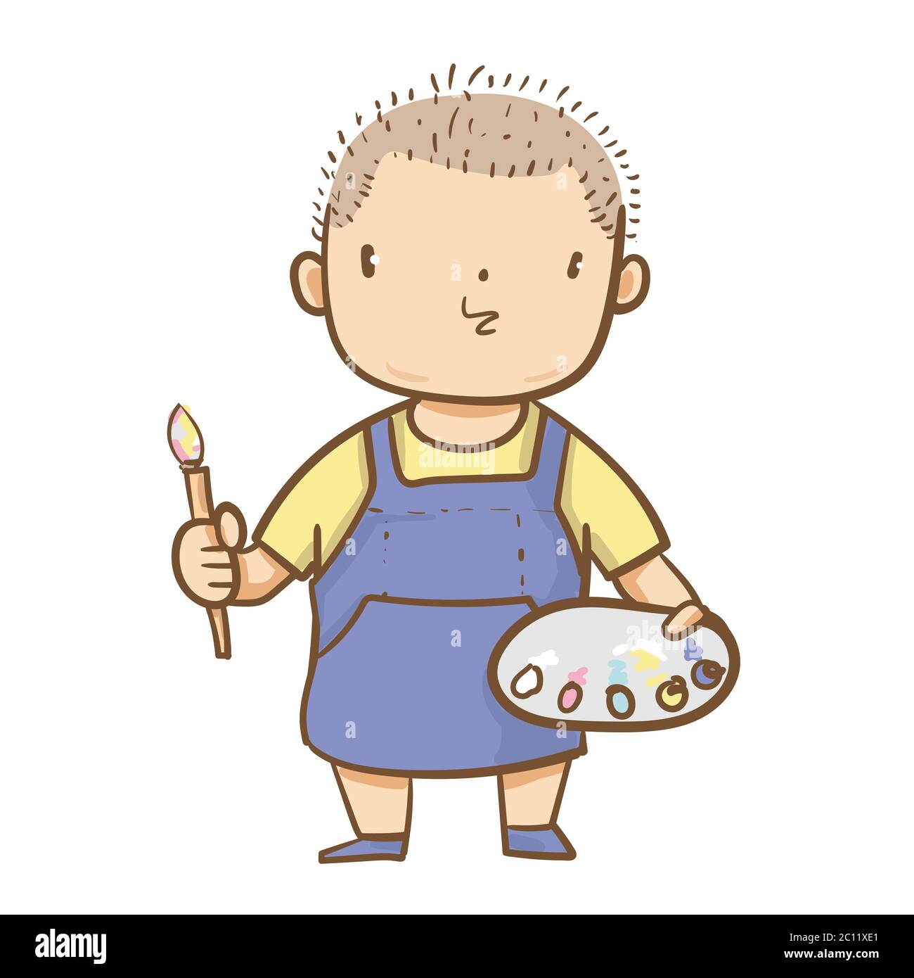 Premium Vector  Little boy learning how to paint