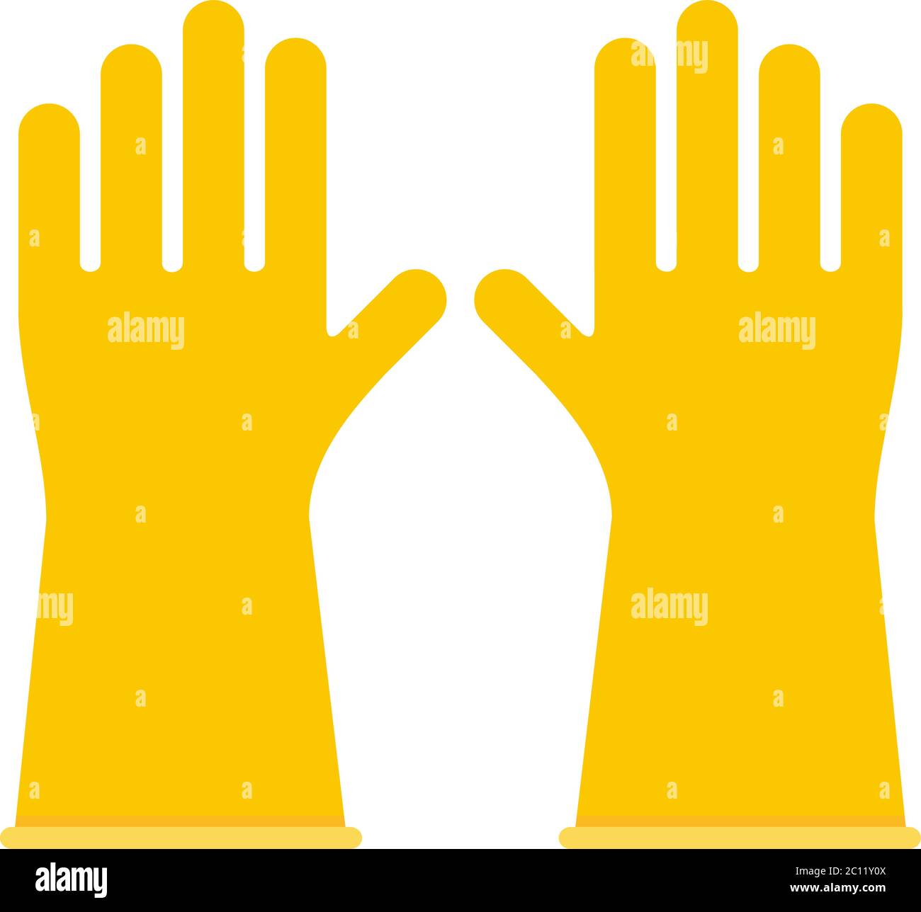 Yellow rubber gloves vector icon flat isolated Stock Vector