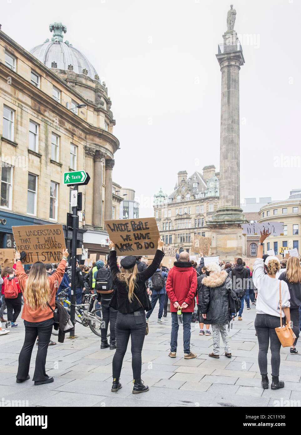 Newcastle upon Tyne, UK. 13th June 2020. Protest by international human rights movement Black Lives Matter following the death of George Floyd in Minneapolis Minnesota on 25th May 2020. Joseph Gaul/Alamy News. Stock Photo