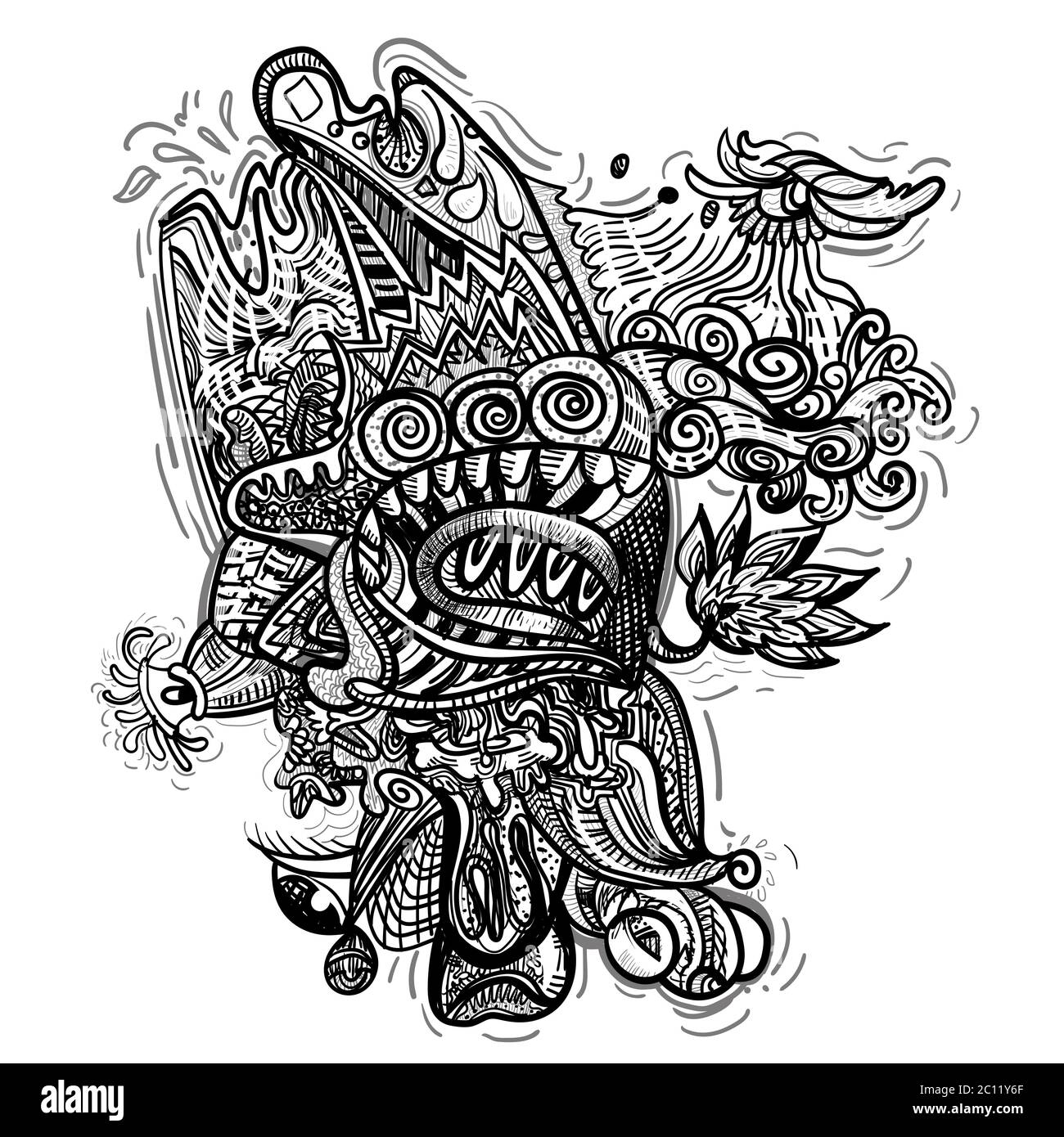 Abstract line art, zentangle, Black and white doodle pattern, tribal design  element, pattern for coloring book for adults and kids. vector illustratio  Stock Vector Image & Art - Alamy