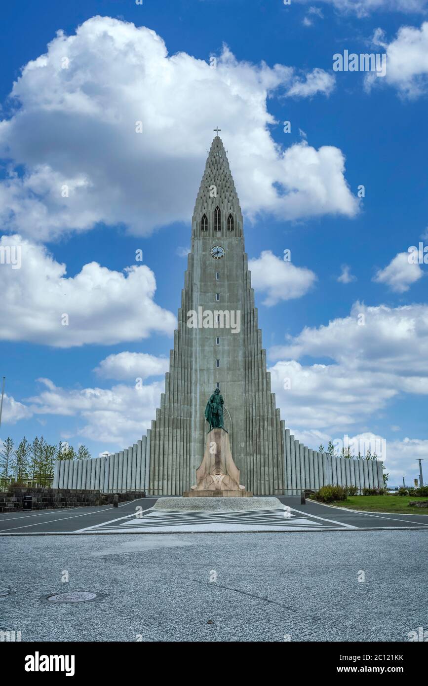 The Hallgrimskirkja Church building exterior in Reykjavik, Iceland, Europe Stock Photo