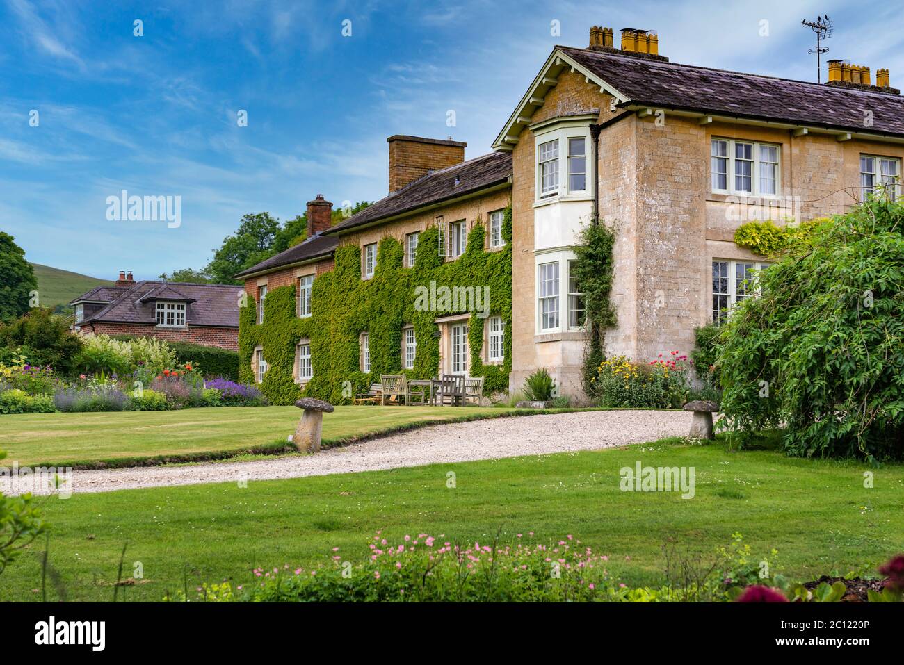A large estate home and gardens near Salisbury, Wiltshire, England, Europe. Stock Photo