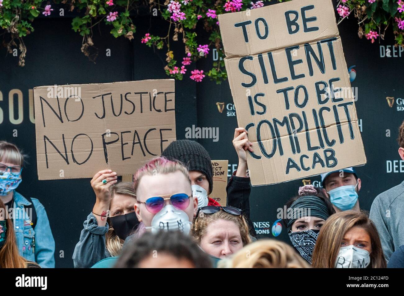 Black Lives Matter protesters at a rally in Cork, Ireland. Stock Photo