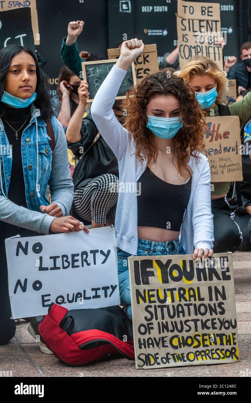 Black Lives Matter protesters at a rally in Cork, Ireland. Stock Photo