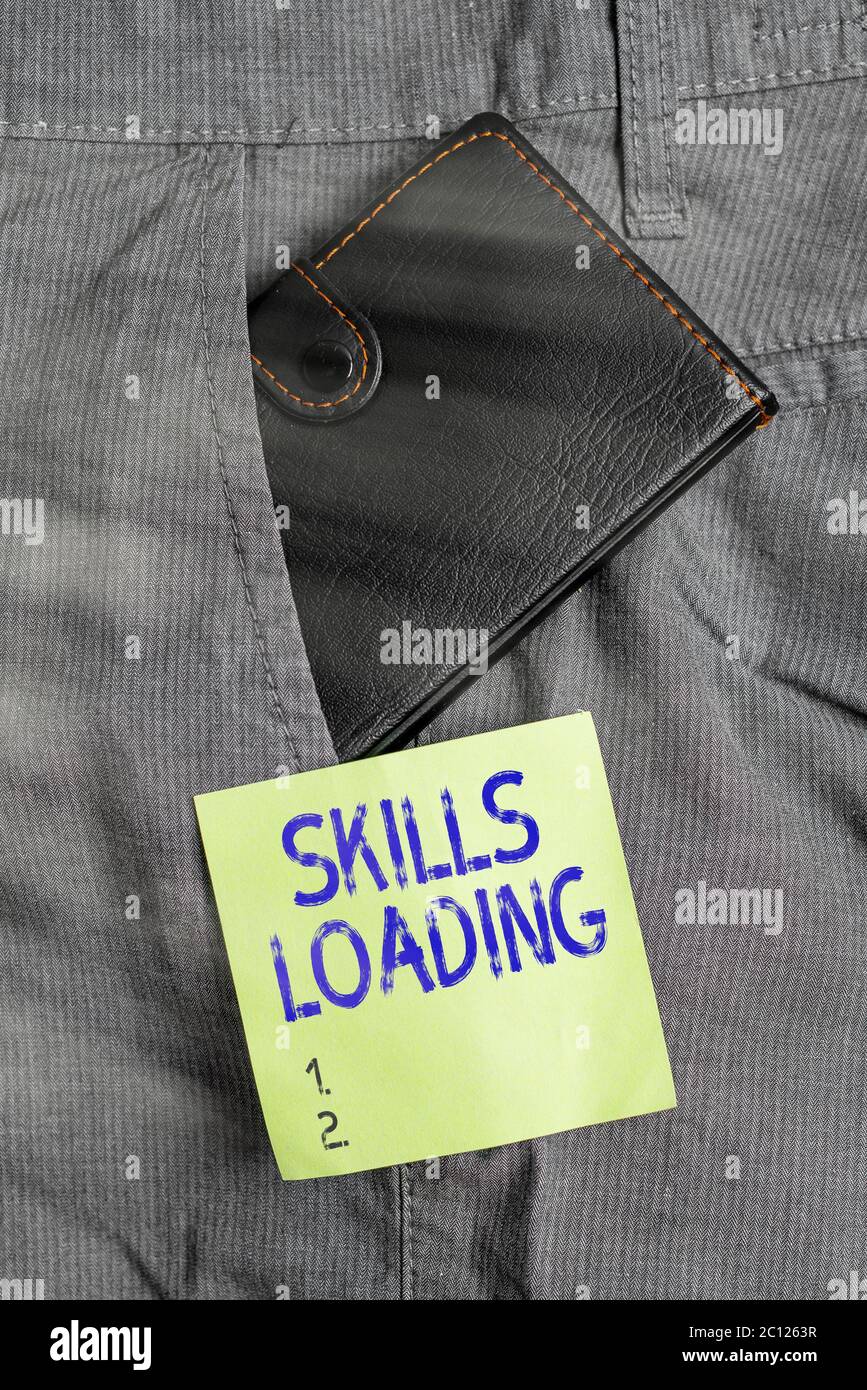 Writing note showing Skills Loading. Business concept for points out ...