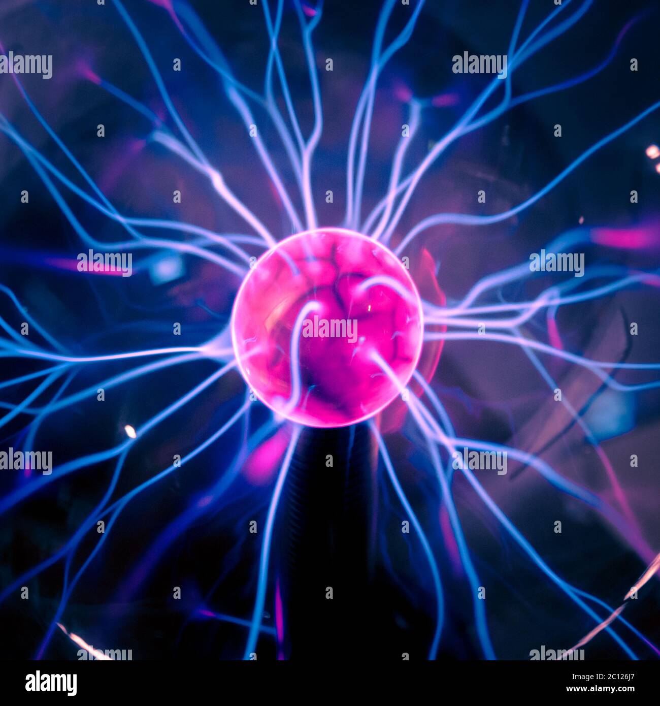 Plasma ball rays in the dark Stock Photo Alamy