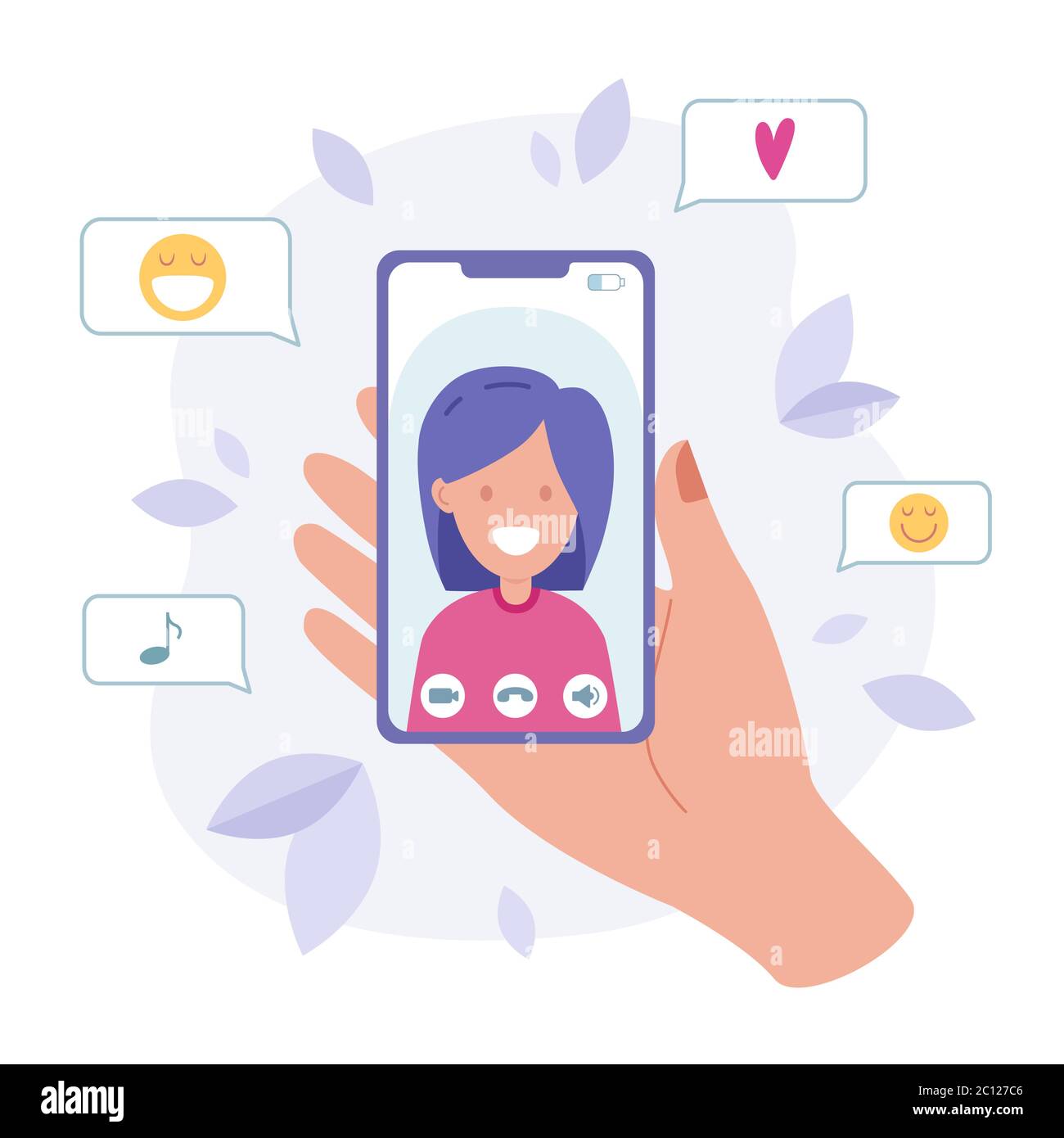 Video call with a loved one. The concept of video calling. Hand holds a  smartphone. Woman on screen. Vector cartoon flat illustration for web,  banner Stock Vector Image & Art - Alamy