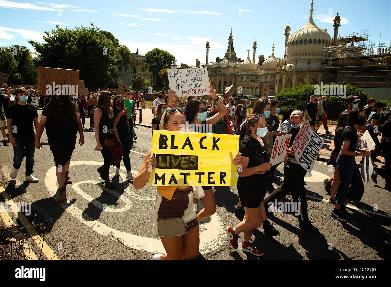 Brighton, UK. 13th June, 2020. The peaceful black lives matter march  through Brighton 13/06/2020 Credit: Rupert Rivett/Alamy Live News Stock Photo