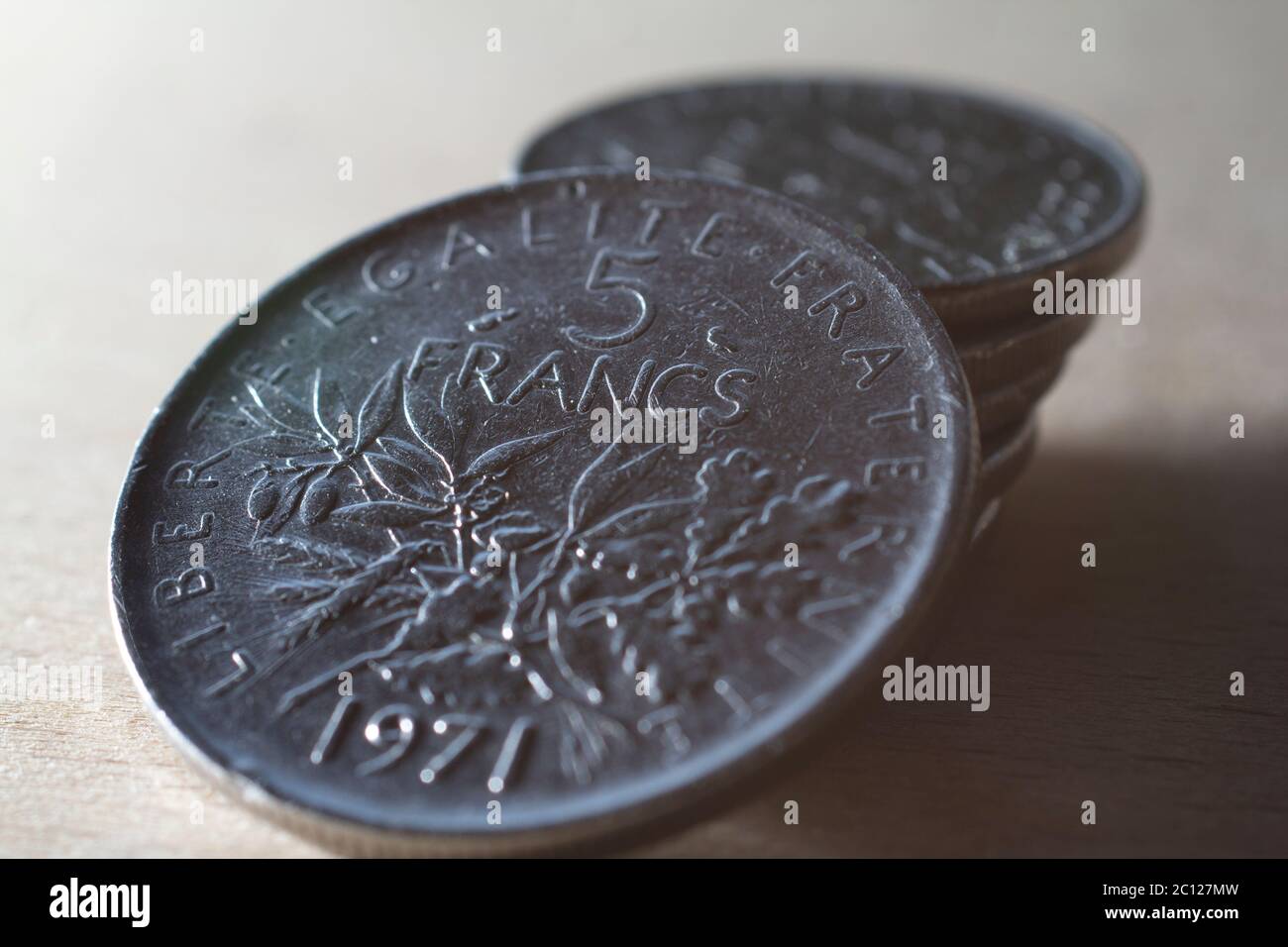 French Franc coin, currency of France prior the Euro Stock Photo Alamy