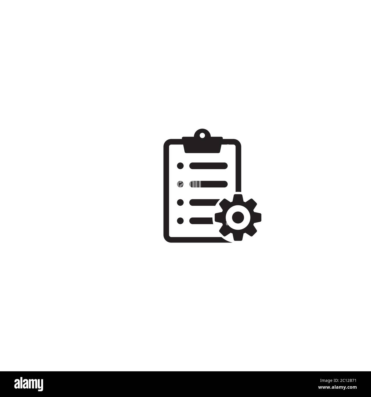 Clipboard with gear isolated icon. Technical support check list icon. Management flat icon concept. Software development. Stock Vector