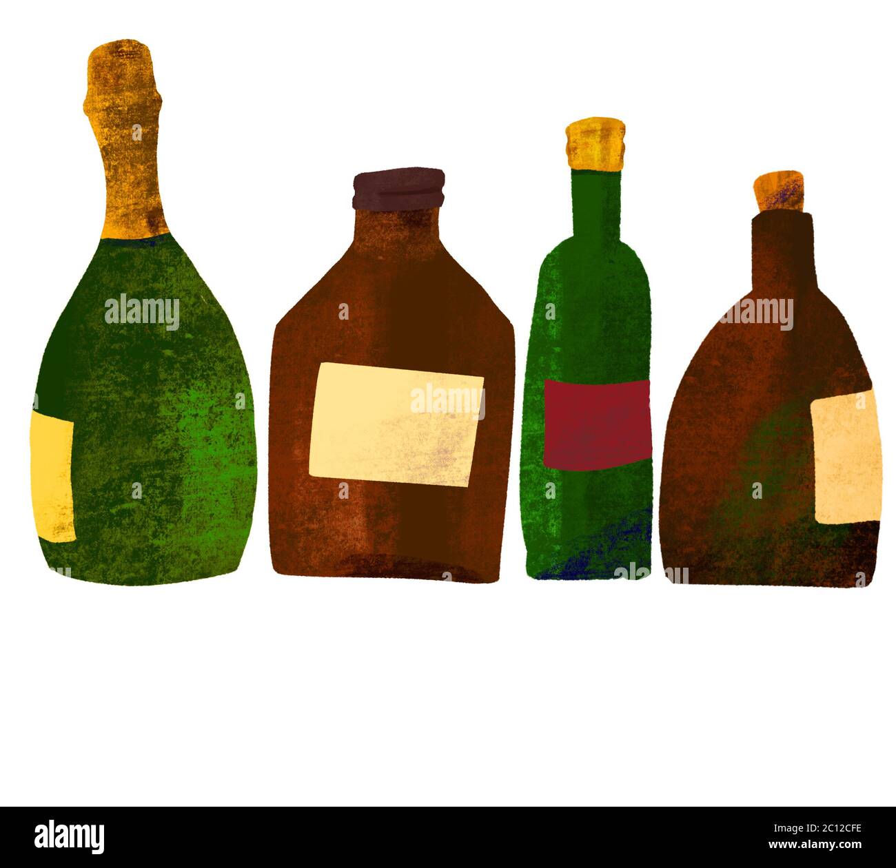 set of bottles of wine isolated on white background Stock Photo - Alamy
