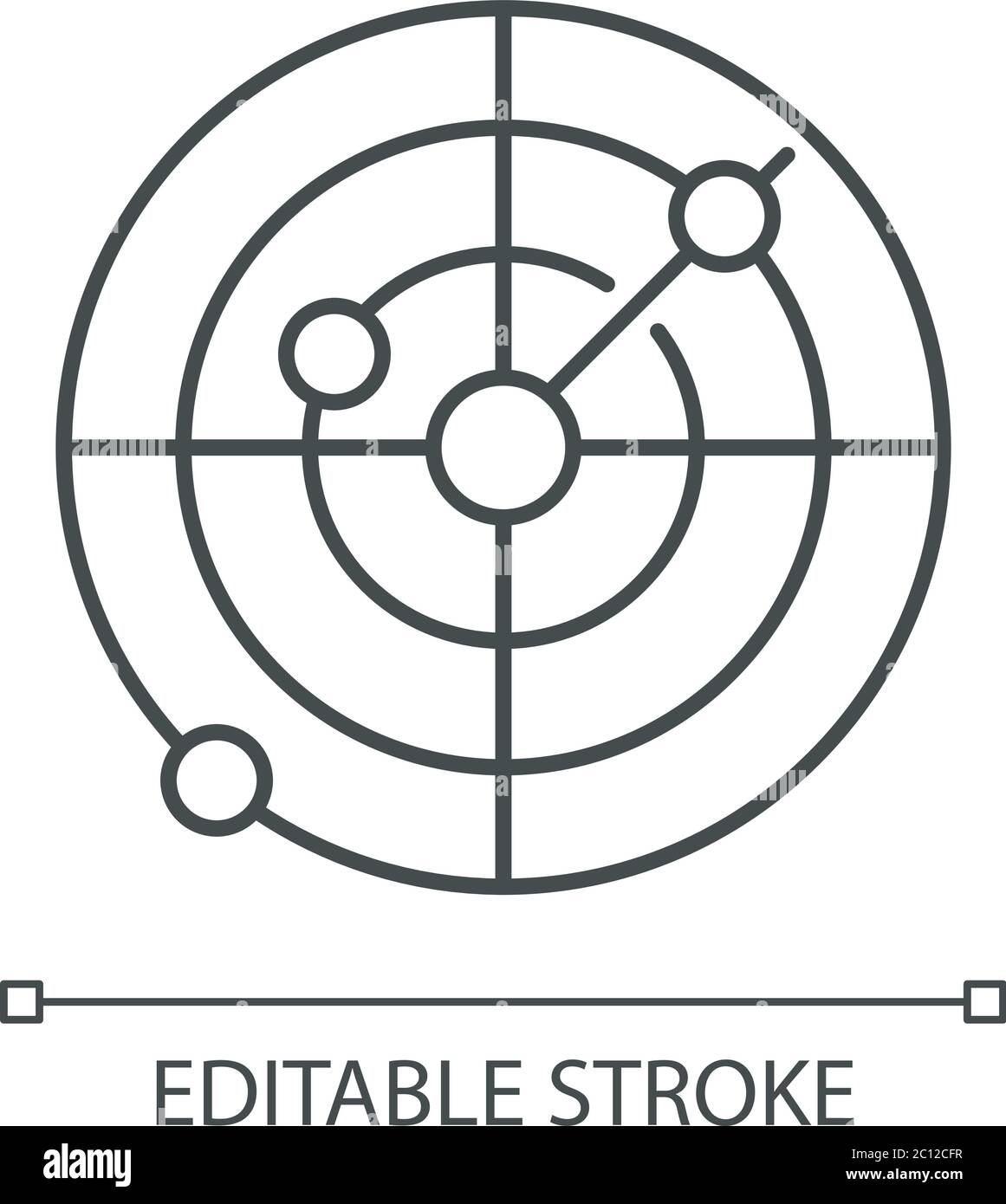 Navigational radar pixel perfect linear icon Stock Vector