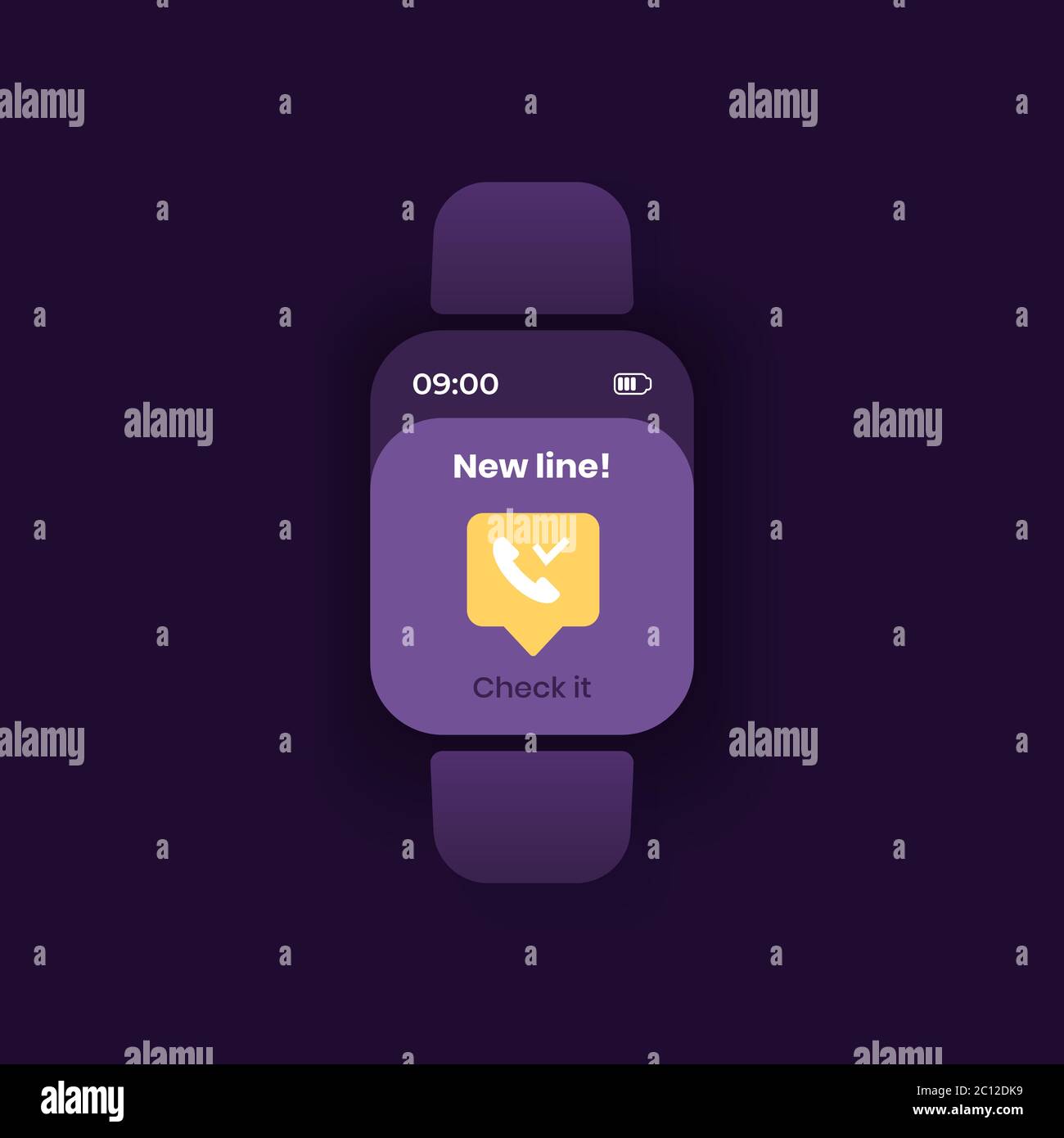 Income call smartwatch interface vector template Stock Vector