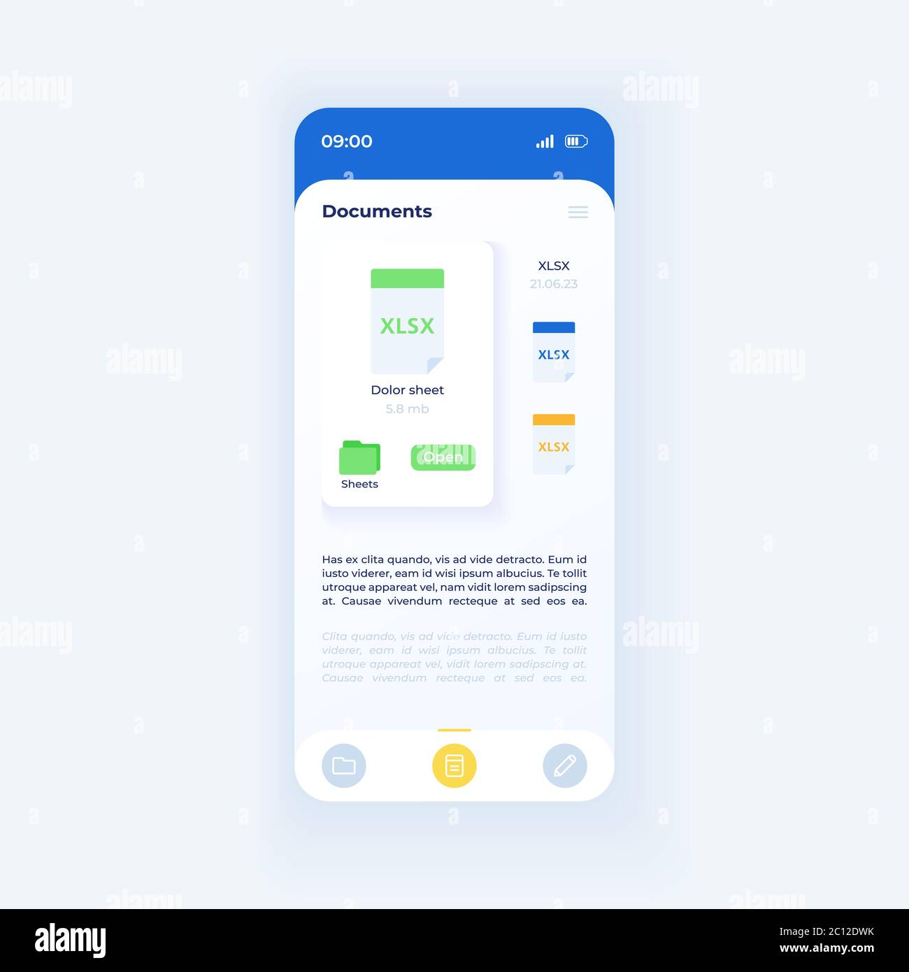 Document catalog smartphone interface vector template Stock Vector ...