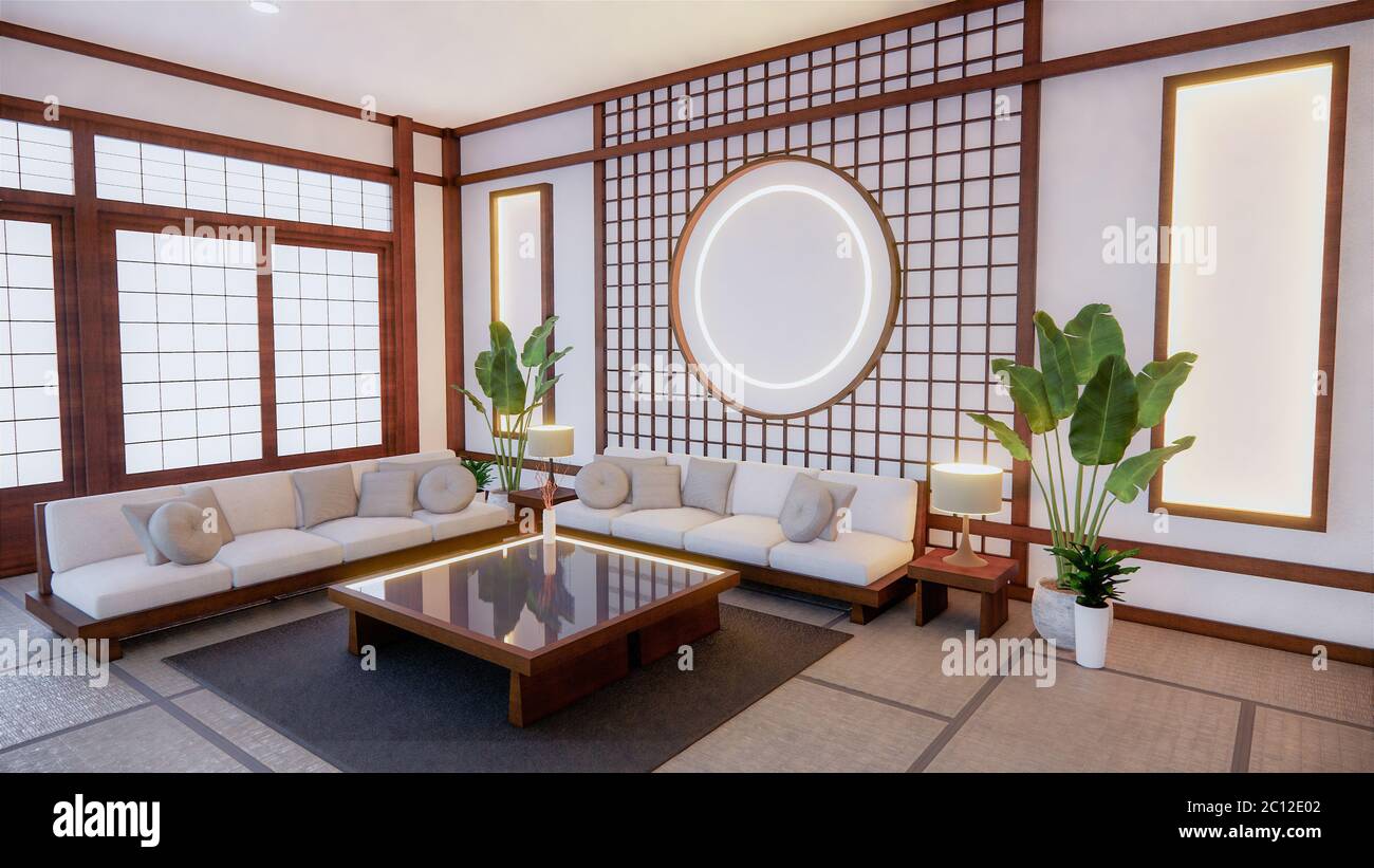 Sofa japanese style on room japan and the white backdrop provides a window  for editing.3D rendering Stock Photo - Alamy