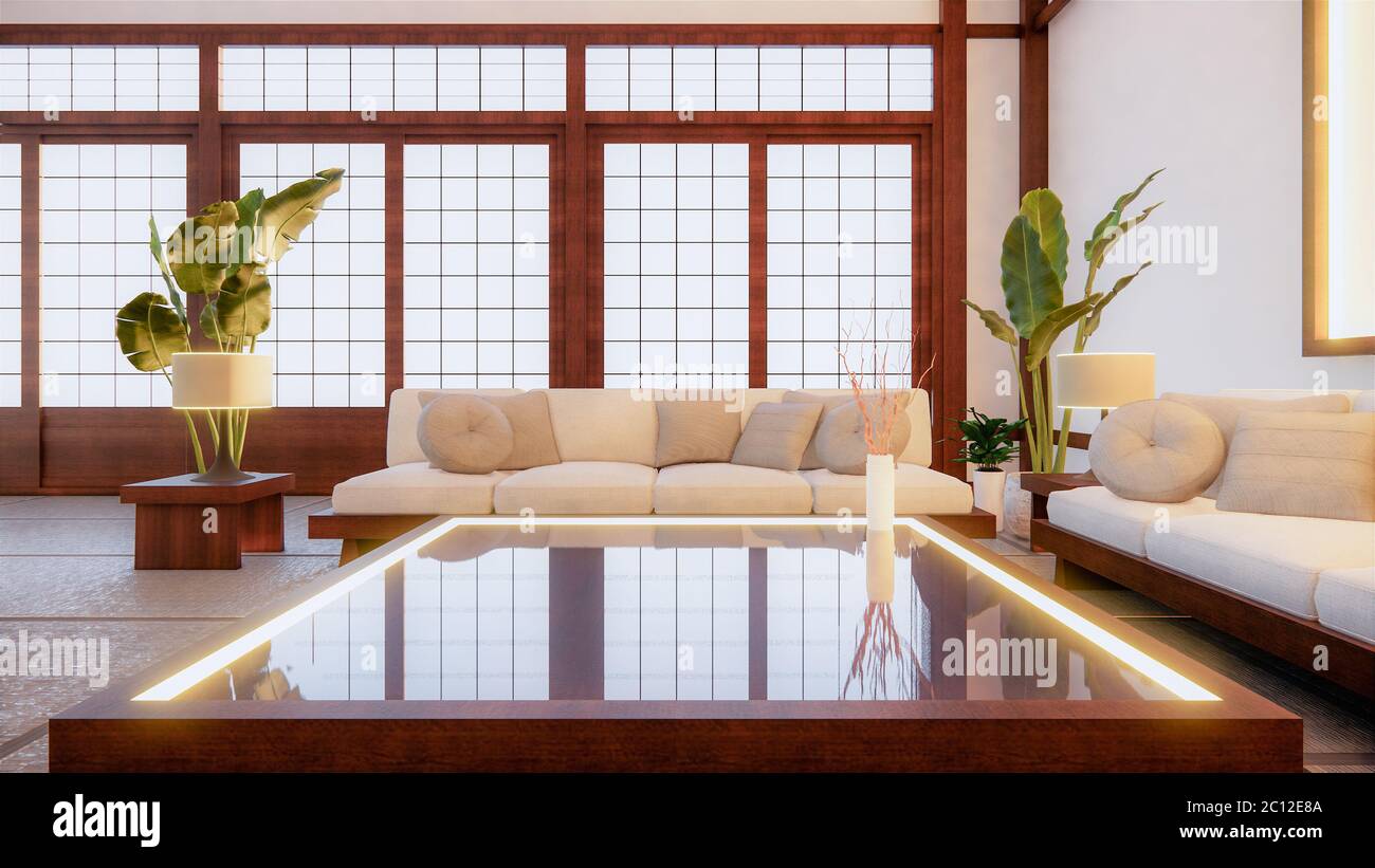 Sofa japanese style on room japan and the white backdrop provides a window  for  rendering Stock Photo - Alamy