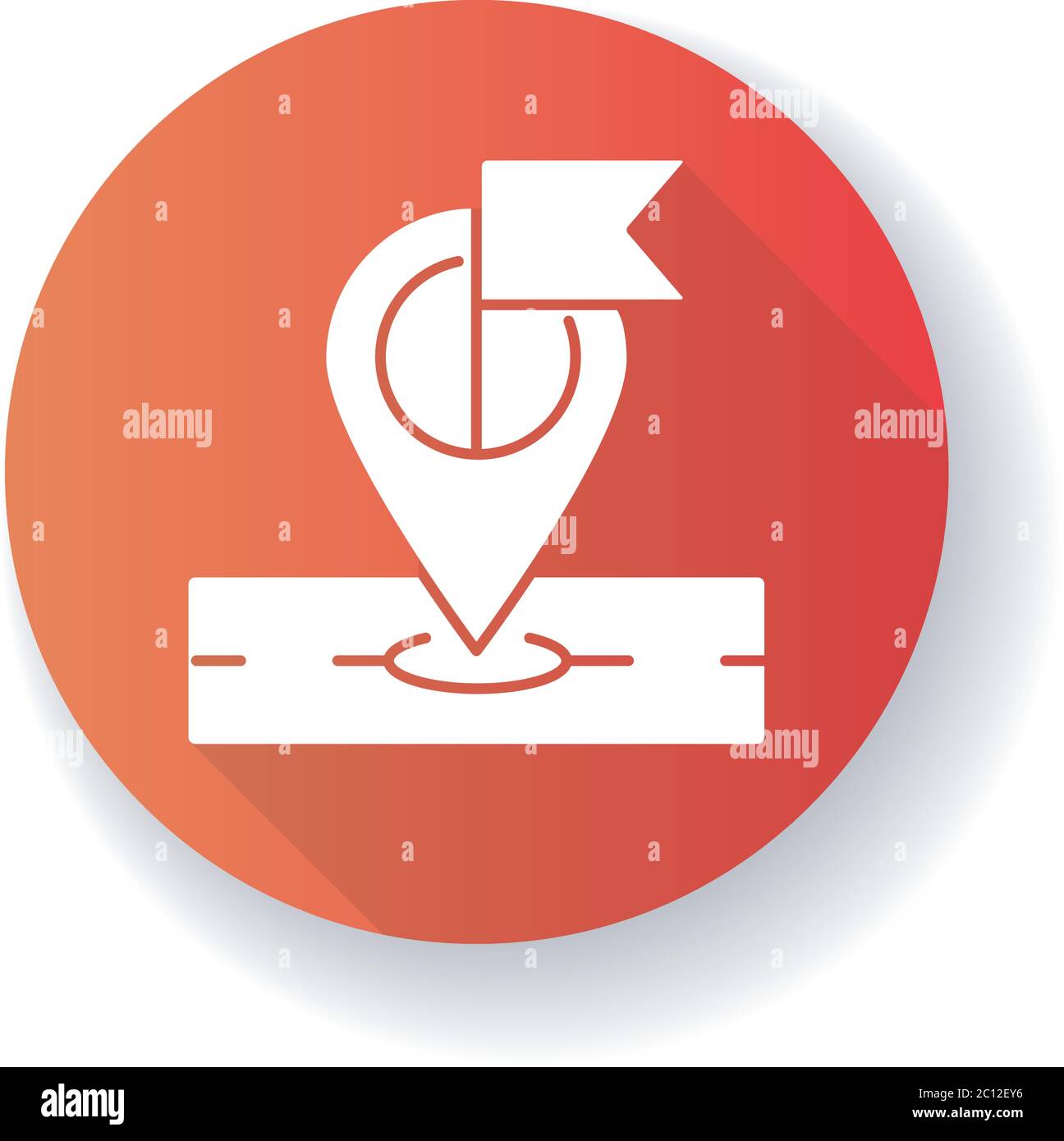 Destination marker red flat design long shadow glyph icon Stock Vector