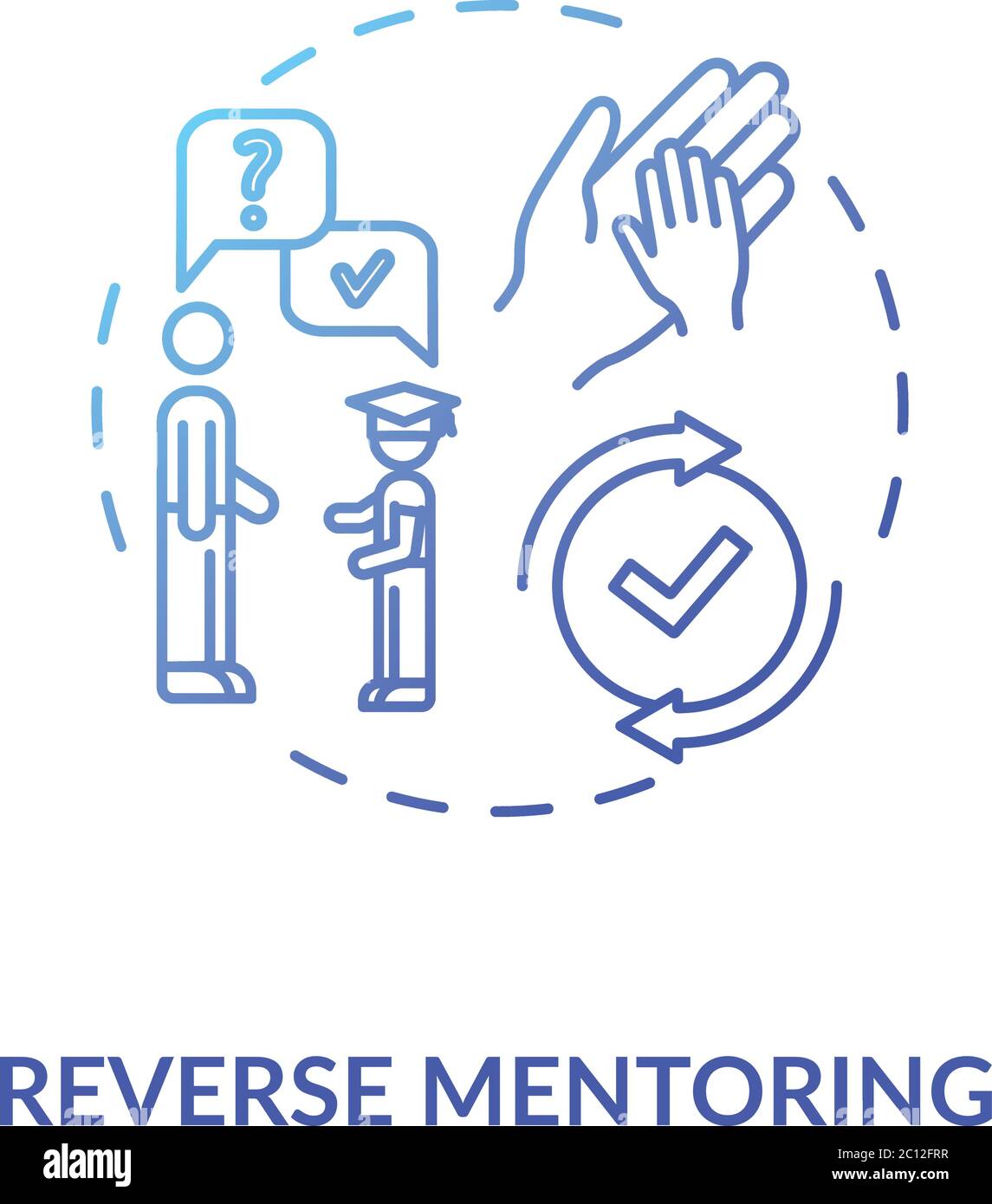 Reverse mentoring concept icon Stock Vector
