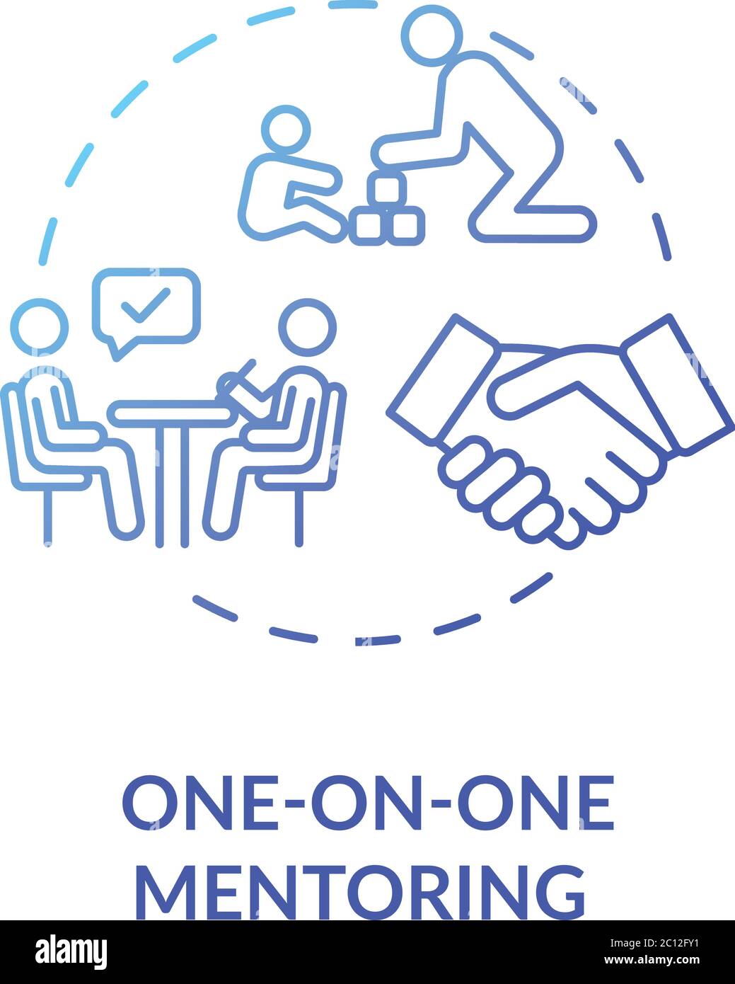 On on one mentoring concept icon Stock Vector