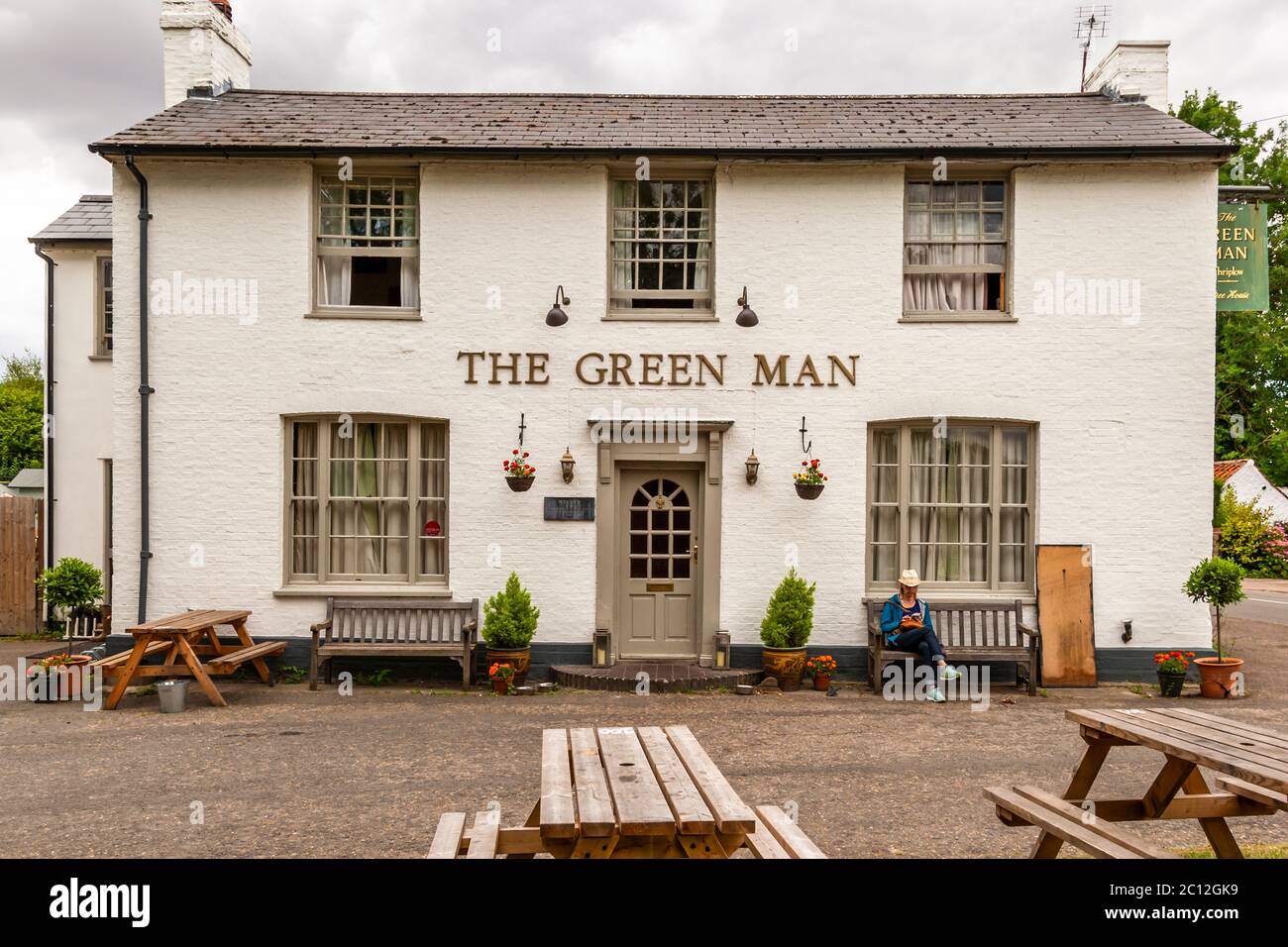 Green Man Pub in Thriplow, UK Stock Photo