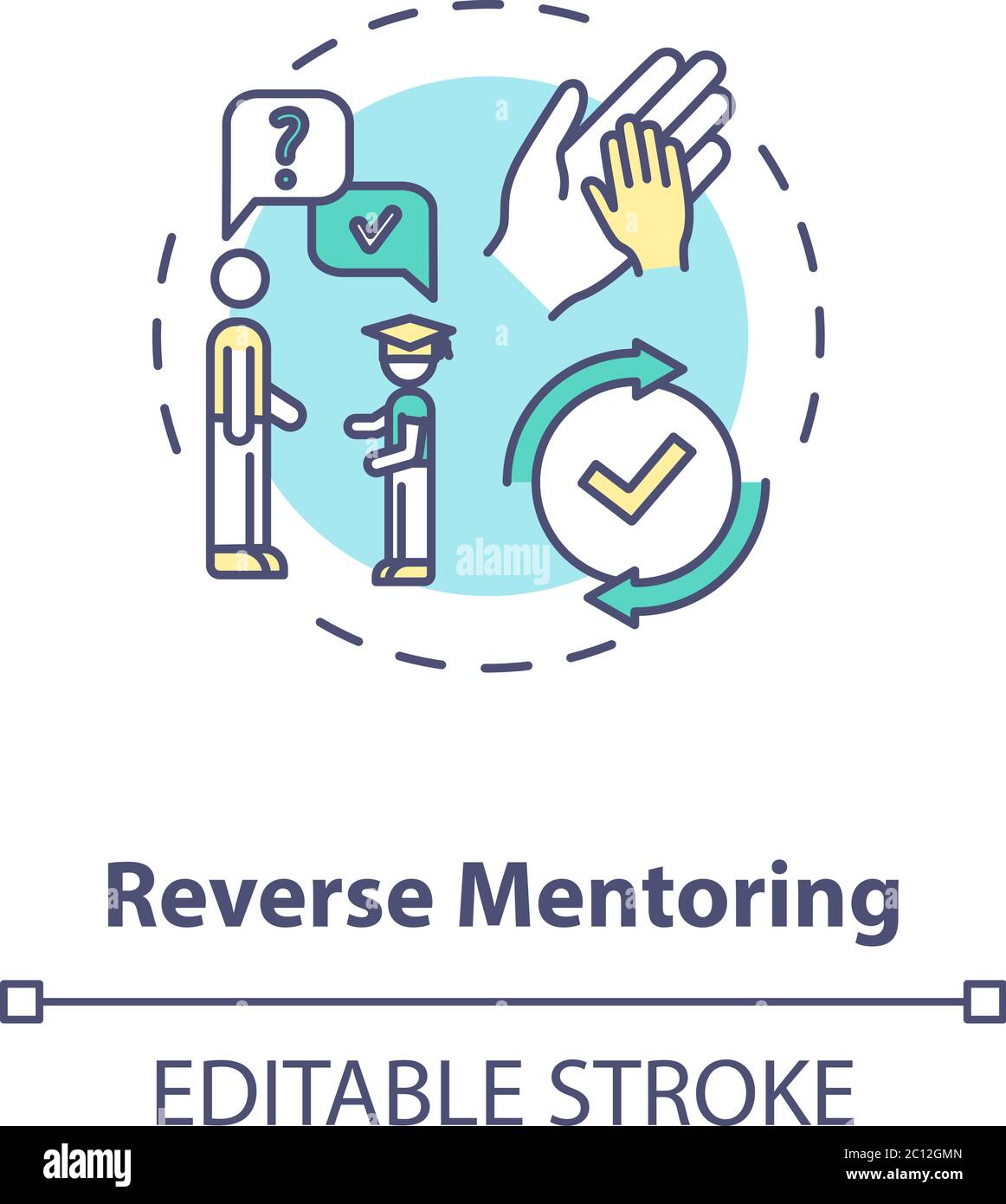 Reverse mentoring concept icon Stock Vector