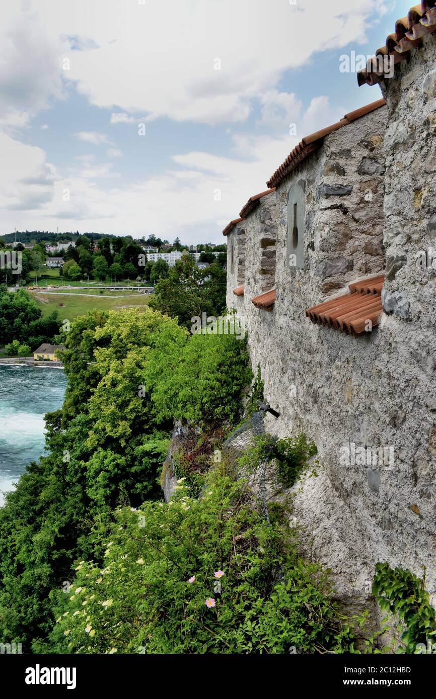 Castle Laufen-Uhwiesen in Schaffhausen Switzerland with no tourists during corona crisis Stock Photo