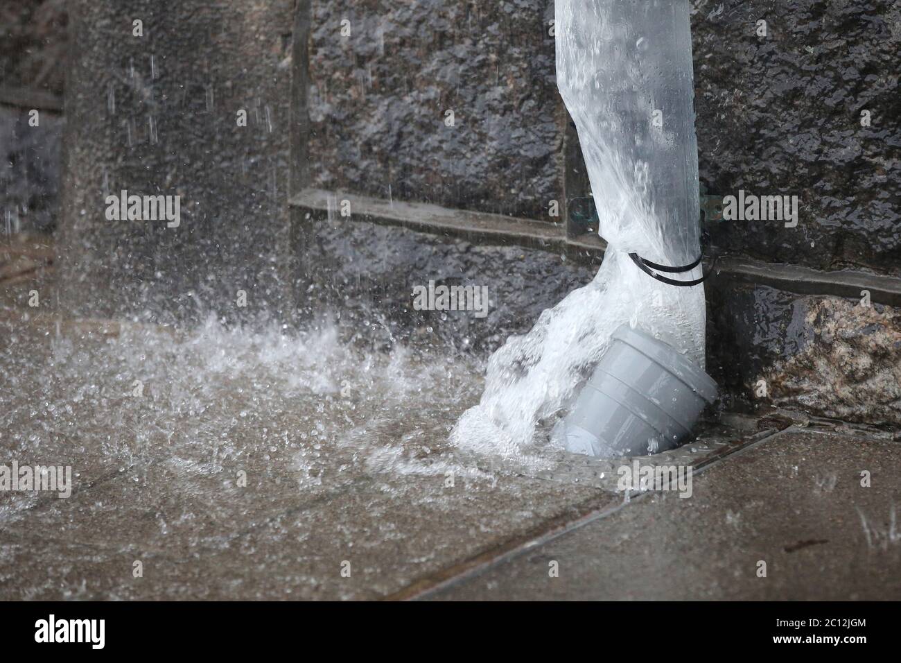 Hamburg, Germany. 13th June, 2020. A provisionally bridged drainage ...
