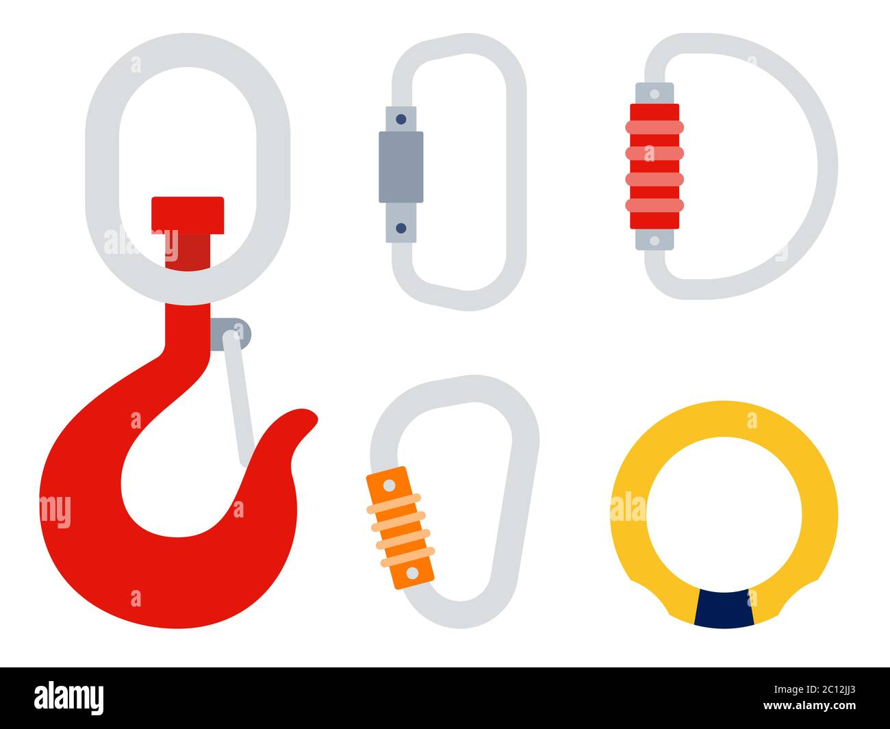 Set of hiking and climbing carabiners vector illustration in a flat design Stock Vector