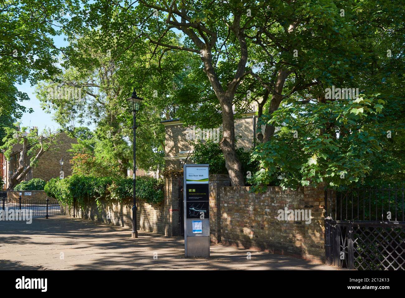 Entrance to the New River Path near Canonbury, Islington, North London UK, in summertime Stock Photo
