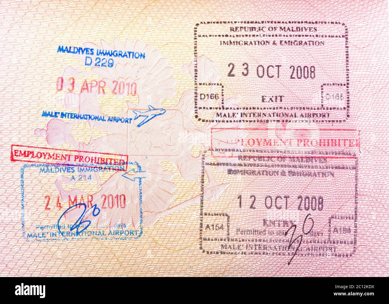 Maldives visa stamp in the passport Stock Photo Alamy