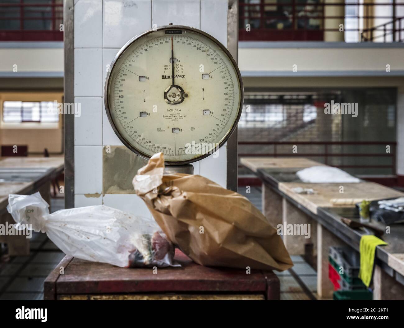 Scales at the fish market in Funchal Stock Photo - Alamy