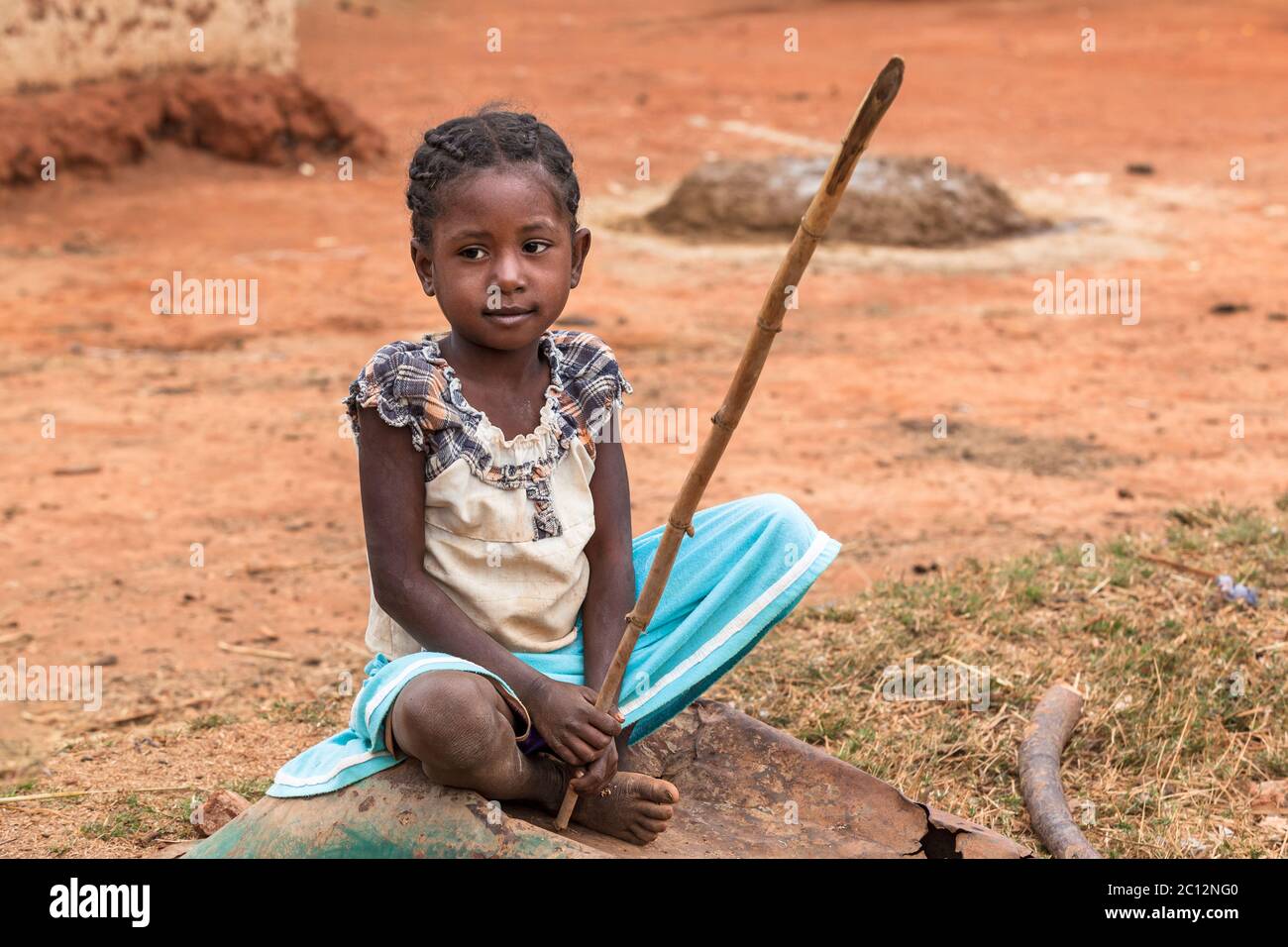 Shy pretty african girl. Democratic Republic of the Congo Stock Photo