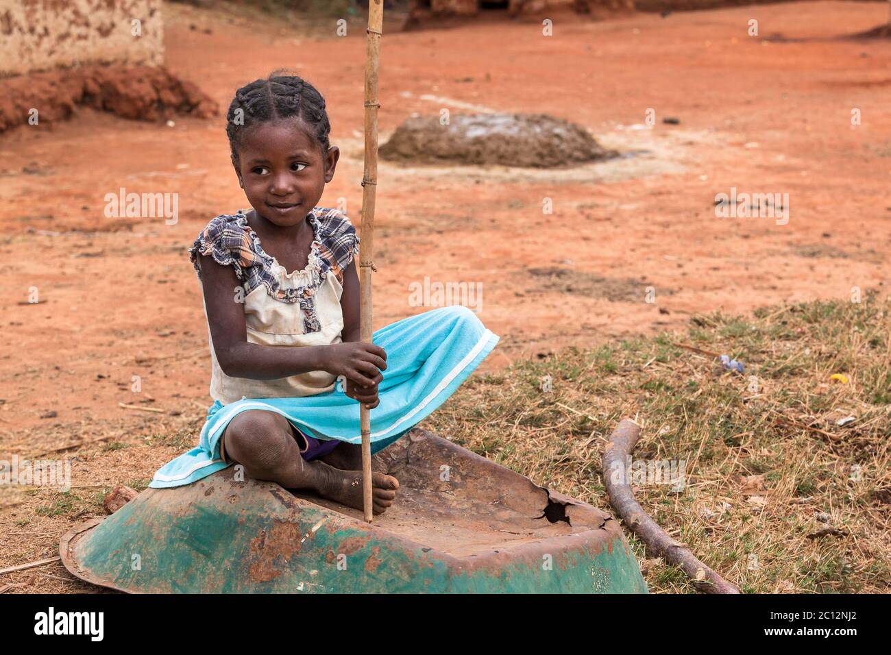 Shy pretty african girl. Democratic Republic of the Congo Stock Photo