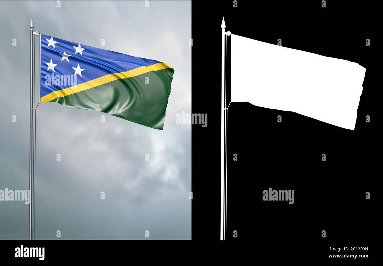 3d illustration of the state flag of the Solomon Islands moving in the ...