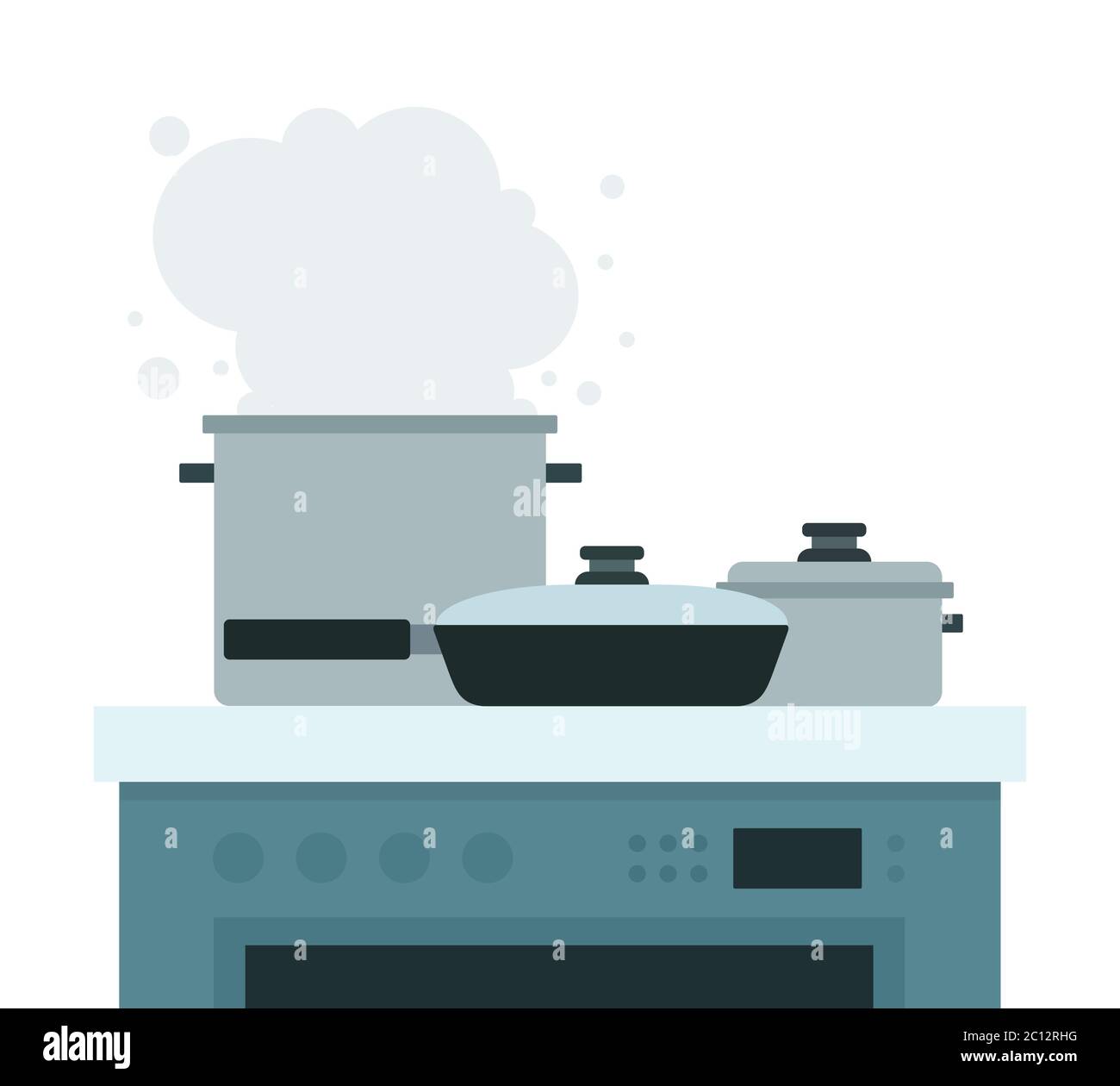 Electric stove with pots and pan vector illustration in a flat design