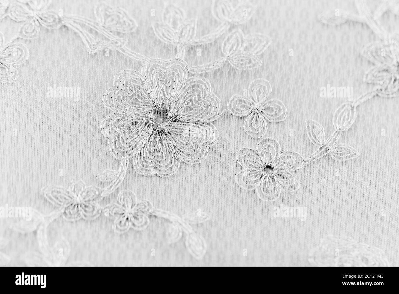 Beautiful lace with flower pattern - macro photo Stock Photo