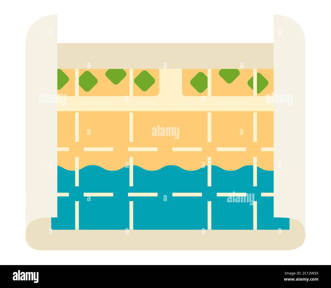 Flat colorful tourist map vector icon. Stock Vector