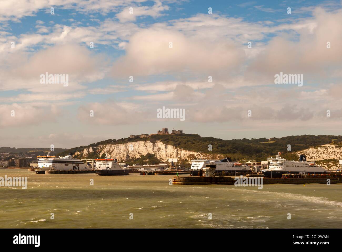 Dover harbor seen from the sea, United Kingdom Stock Photo